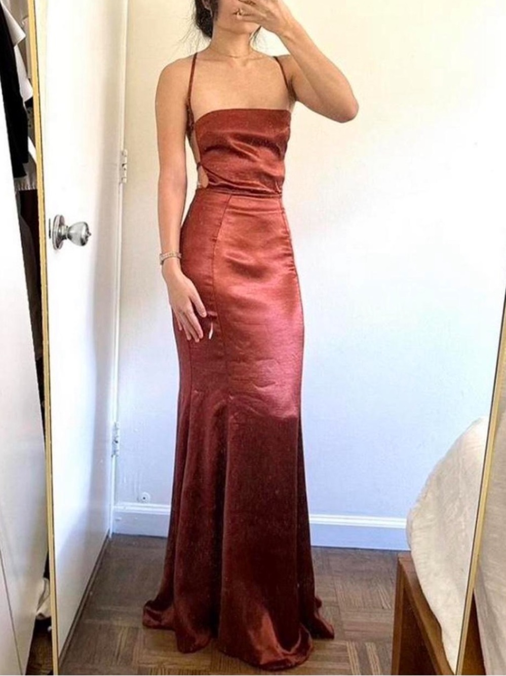House Of CB 'Nura' Bronze Satin Maxi